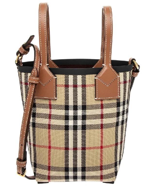 Burberry London Mini Check Canvas & Leather Tote