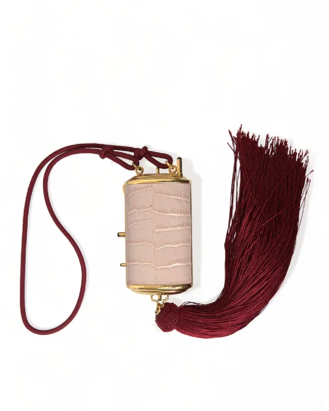 Dolce & Gabbana Exotic Leather Mini Mirror Tassel Makeup Bag