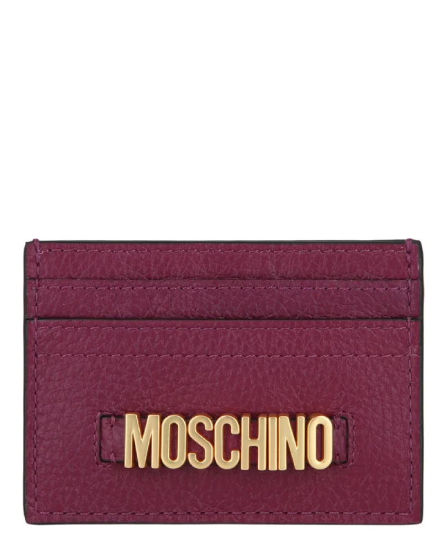 Moschino Womens Belt Logo Leather Card Holder