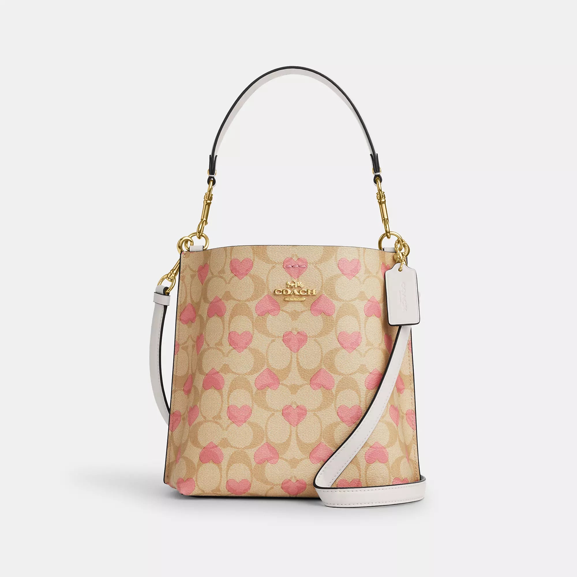 Coach Outlet Mollie Bucket Bag 22 In Signature Canvas With Heart Print