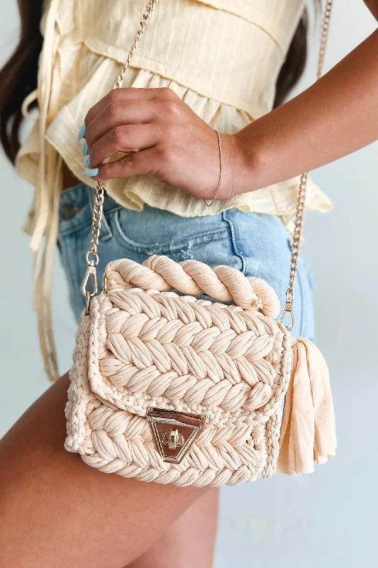 Flaunting My Style Braided Fabric Handbag (Beige)