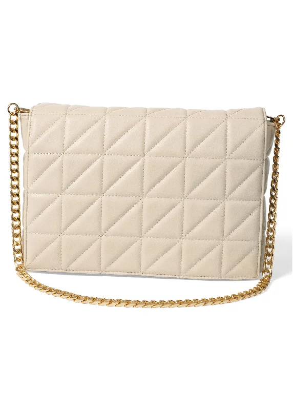 Quilted Chain Handbag - BEIGE GLOW