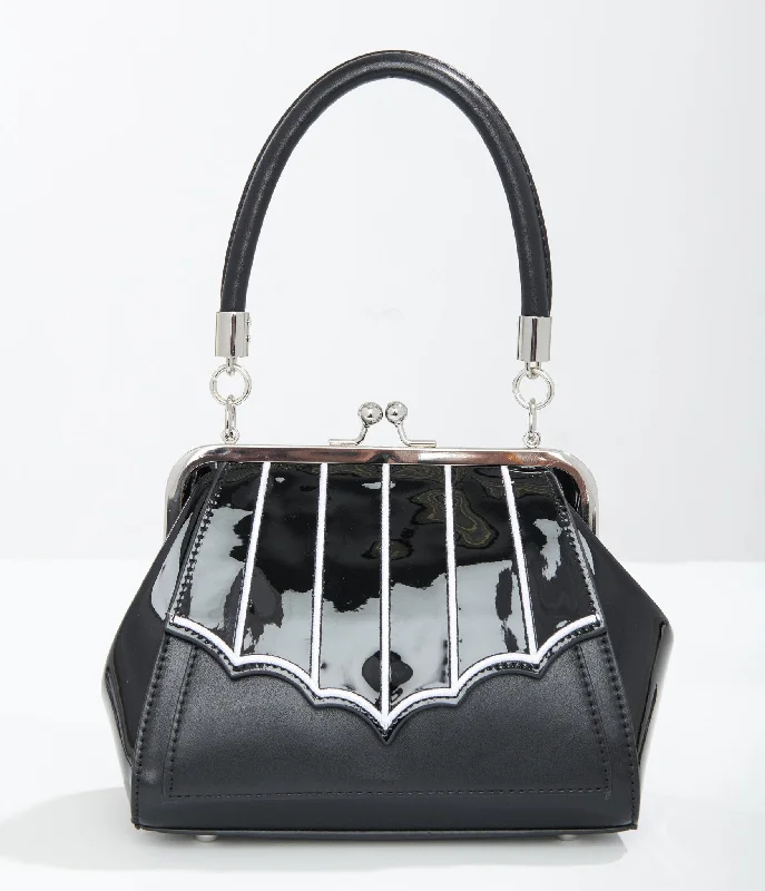 1950s Black & White Bat Wing Miss Foxy Handbag