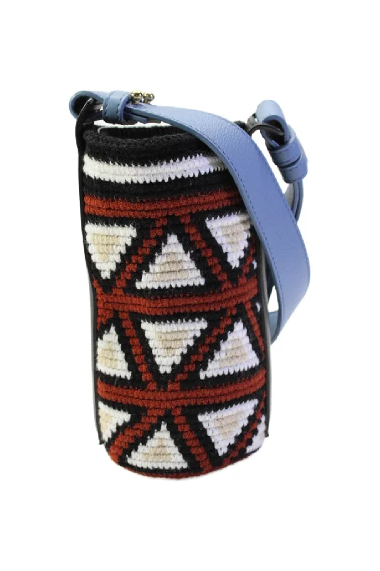 AZ Factory Womens Single Strap Knit Arrow Print Bucket Handbag Black White Blue