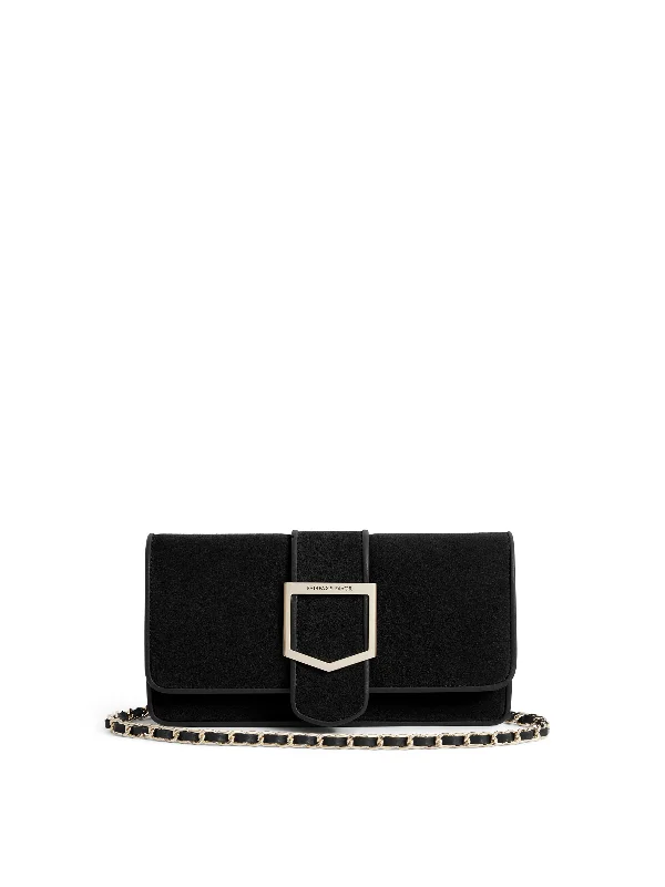 Belmont Clutch - Black Suede