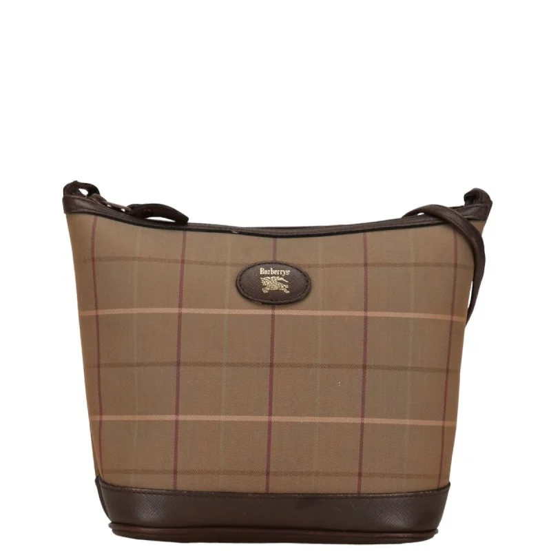 Burberry Check Link  Canvas Shoulder Bag (Pre-Owned)