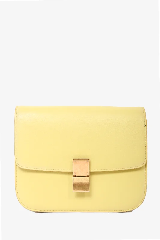 Celine 2011 Chartreuse Yellow Leather Box Bag (As Is)