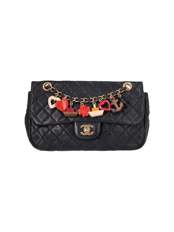 cruise charm quilted lambskin flap bag