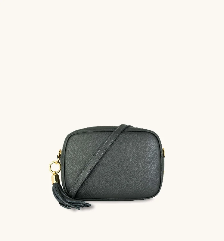 The Tassel Dark Grey Leather Crossbody Bag