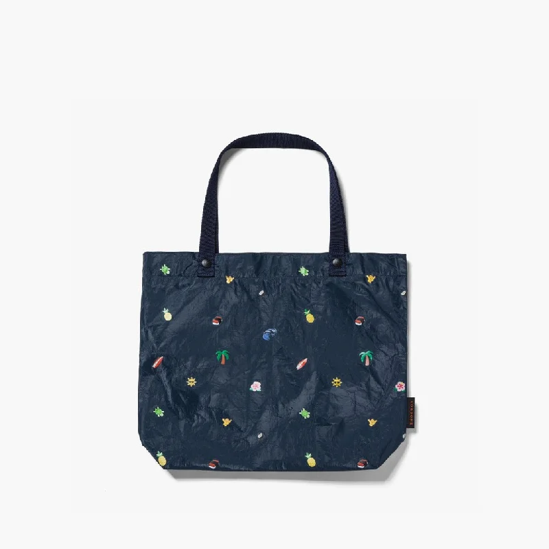 The Del Mar Packable Tote Small - Tyvek - Navy Hawaii Emoji