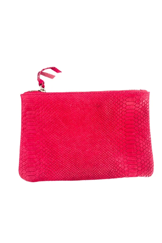 6 x 4 Mini Hot Pink Python Medium Zip Pouch