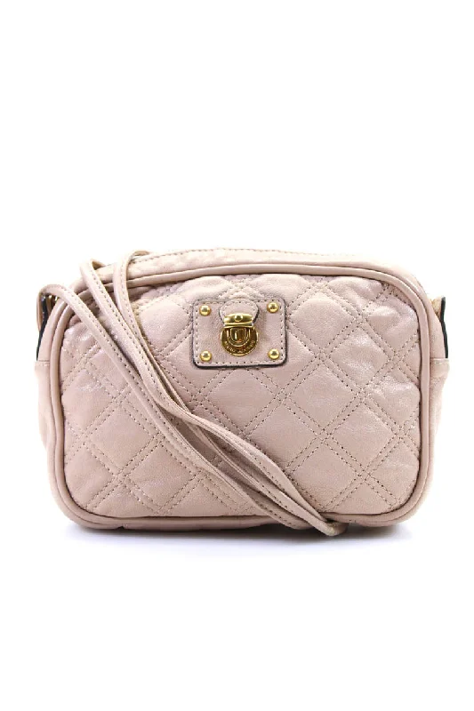 Marc Jacobs Women's Quilted Gold Hardware Crossbody Handbag Nude