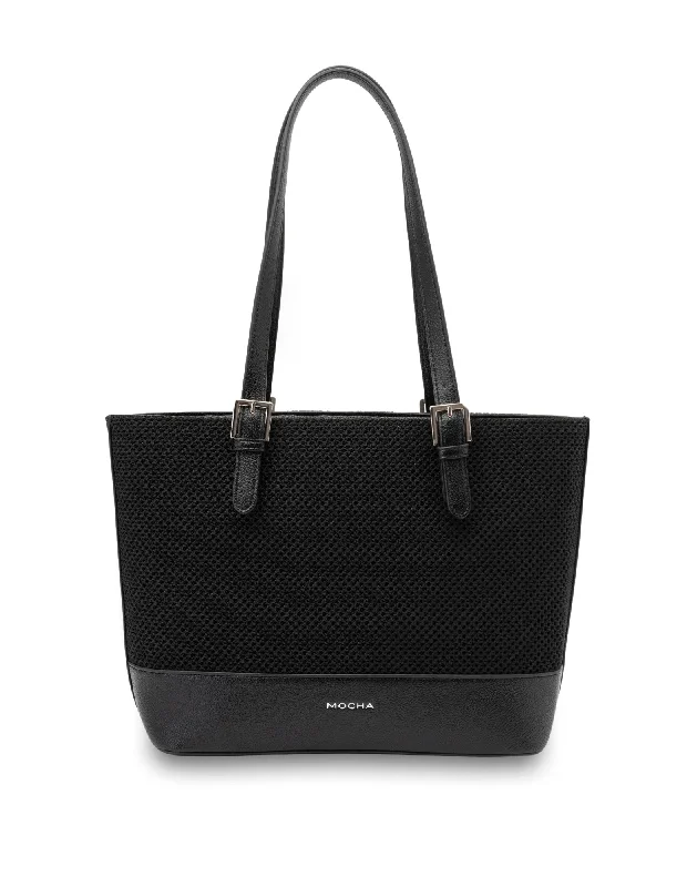 Mocha Layla Knitted Tote Bag - Black