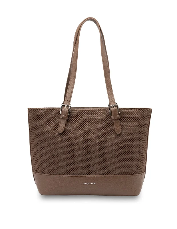 Mocha Layla Knitted Tote Bag - Walnut