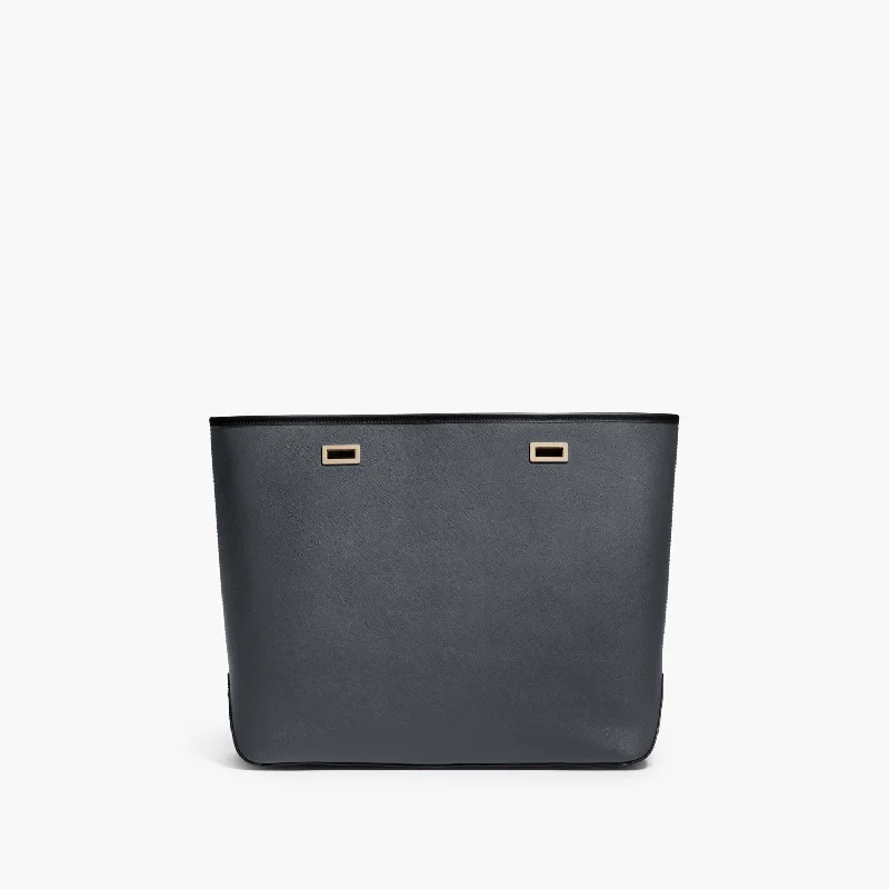 The Seville Shell - Saffiano Leather - Dark Grey / Gold / Black