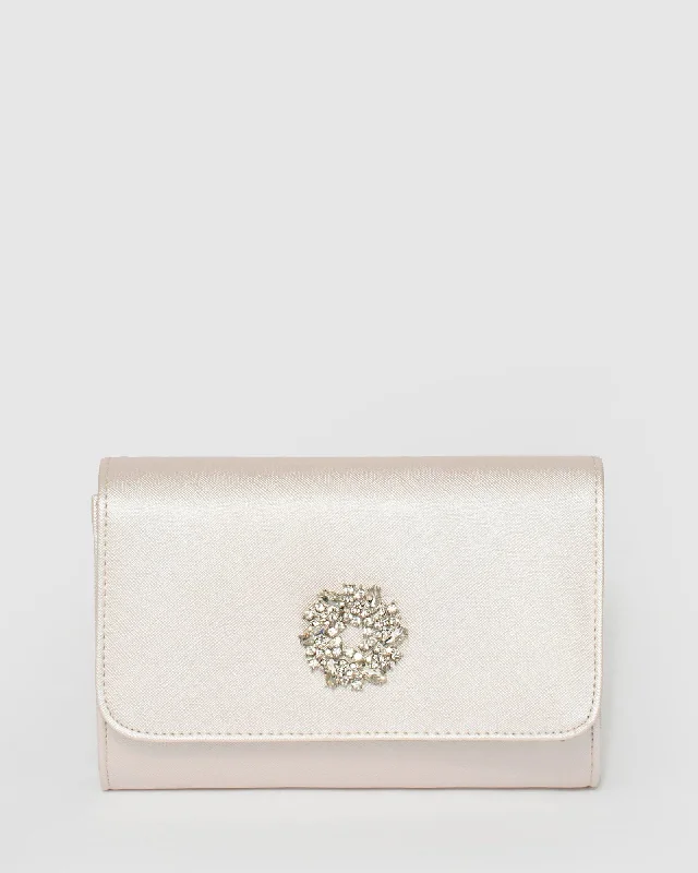 Ivory Lulu Crystal Clutch Bag