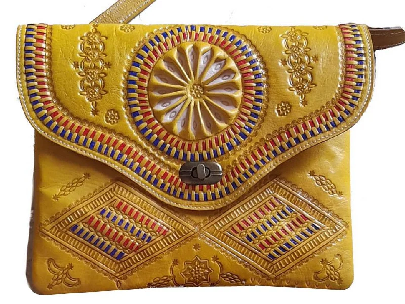 Jeblia - Yellow Leather Clutch Bag - Sun