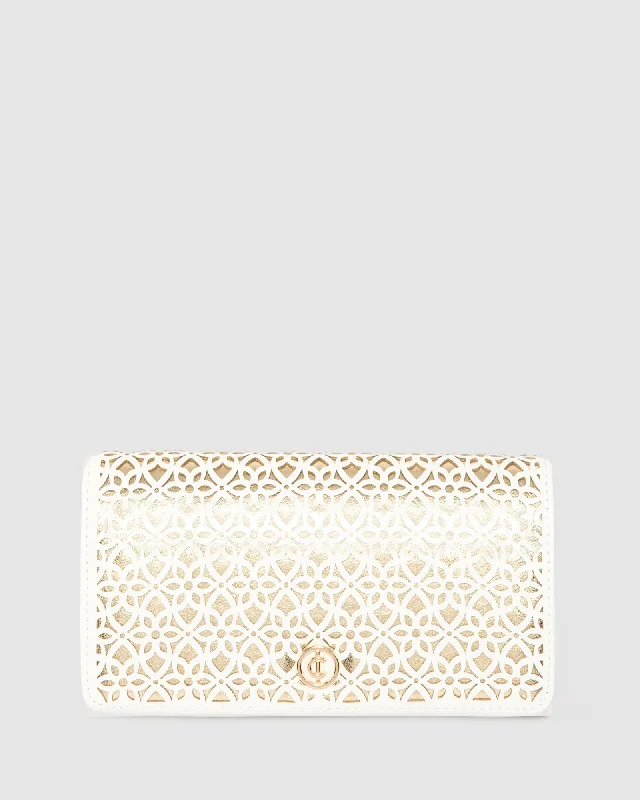 White Meghan Flap Clutch Bag