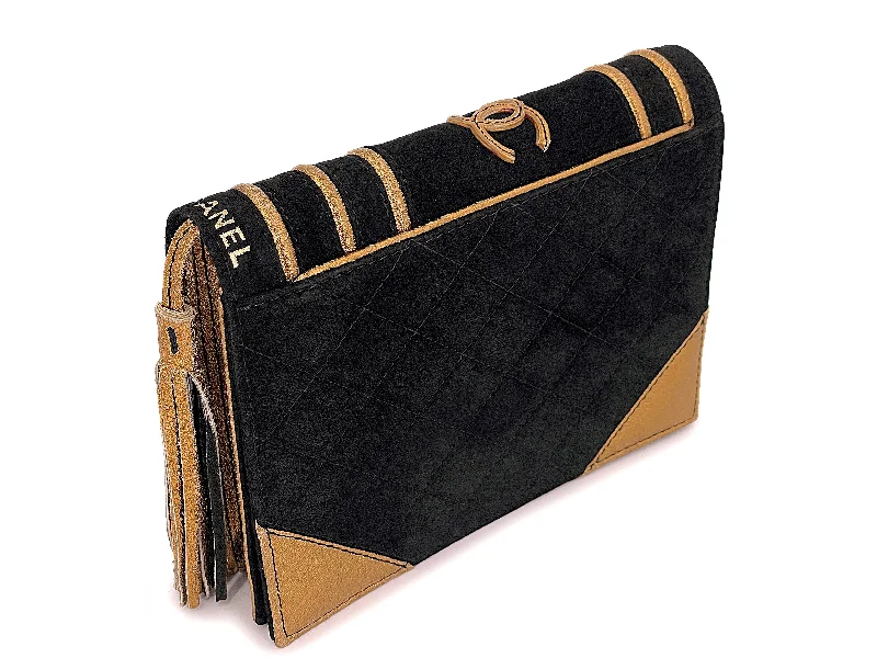 Chanel 2004 "Bible" Book Minaudière Clutch Bag Brown Suede Gold