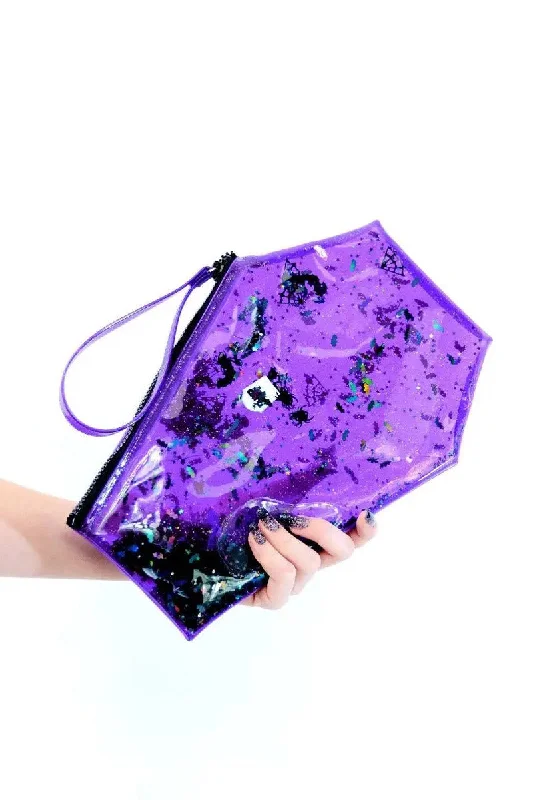 Too Cute to Spook Liquid Glitter Coffin Clutch